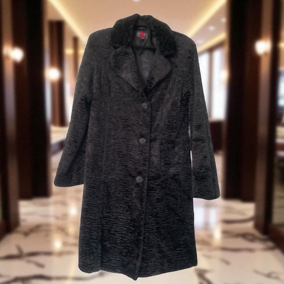 Gallery Black Faux Lamb Coat size Large NWOT - Picture 1 of 13